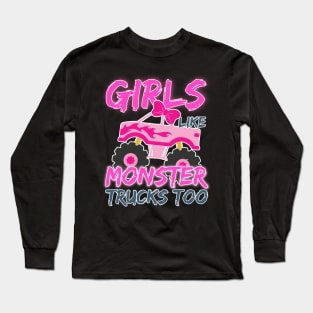 Monster Truck Birthday Girls Party B-day Gift For Girls Kids Long Sleeve T-Shirt